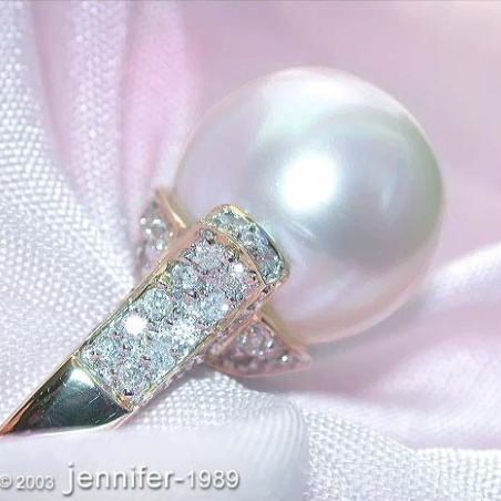 Superb Southsea Pearl Ring with Diamond Collar