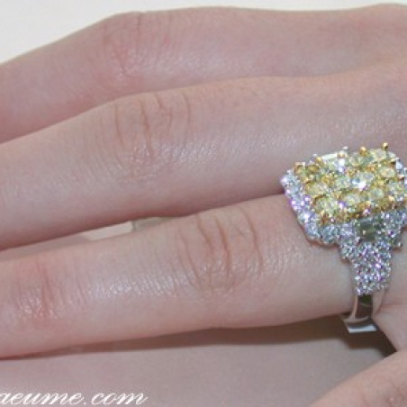 Magnificent Yellow Diamond Ring with White Diamonds