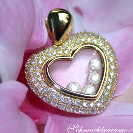 Magnificent Diamond Heart Pendant Behind Glass