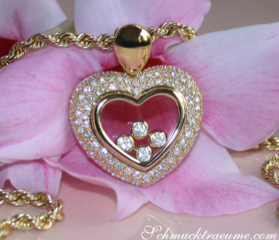 Magnificent Diamond Heart Pendant Behind Glass