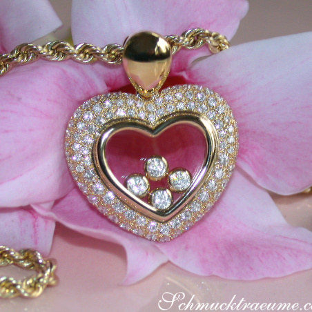 Magnificent Diamond Heart Pendant Behind Glass