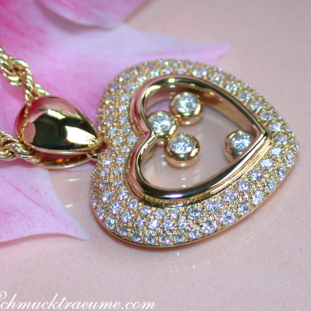 Magnificent Diamond Heart Pendant Behind Glass
