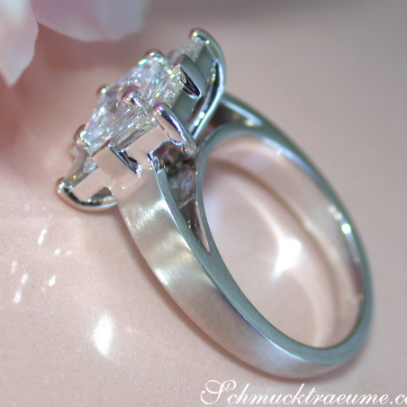 Extravagant Princess Diamond Ring with Baguette Diamonds
