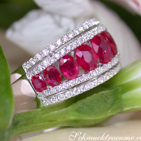 Exquisite Ruby Band with Diamonds