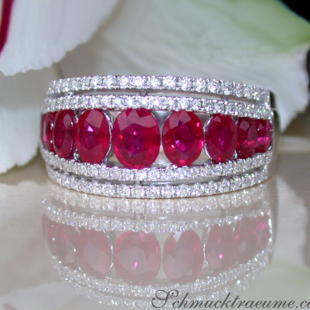 Exquisite Ruby Band with Diamonds