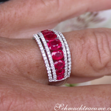 Exquisite Ruby Band with Diamonds
