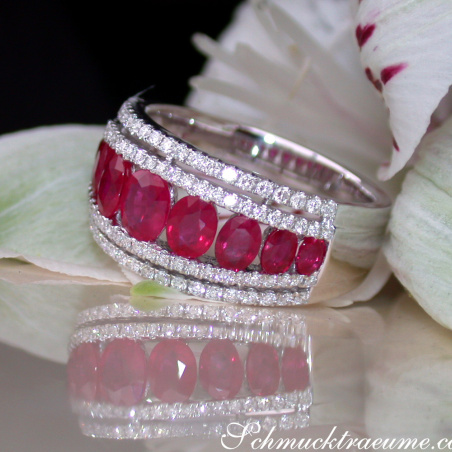 Exquisite Ruby Band with Diamonds