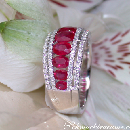 Exquisite Ruby Band with Diamonds