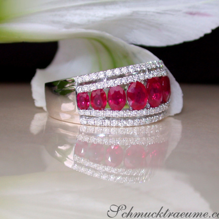Exquisite Ruby Band with Diamonds