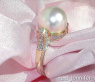Superb Southsea Pearl Ring with Diamond Collar