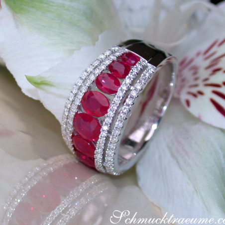Exquisite Ruby Band with Diamonds