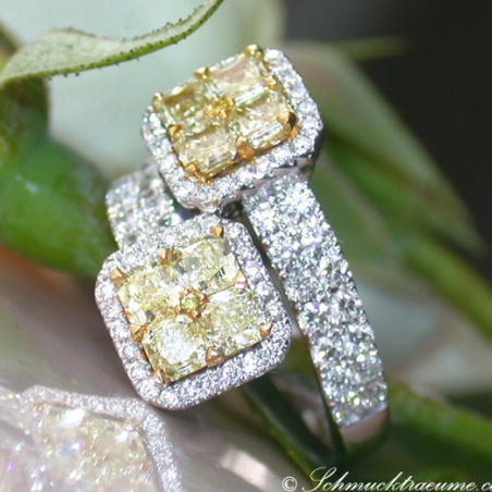 Magnificent Yellow Diamond Ring (Square Design)