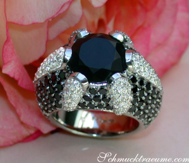 Opulent Onyx Ring with Black & White Diamonds Opulent Onyx Ring with Black & White Diamonds
