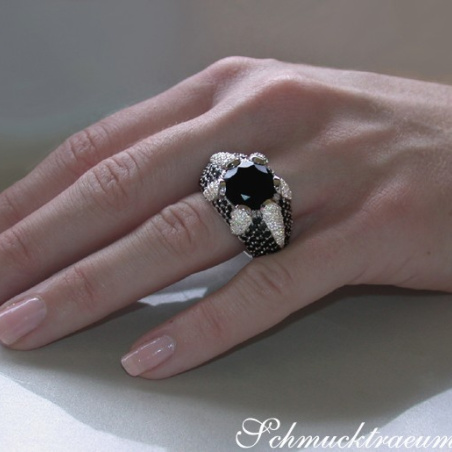 Opulent Onyx Ring with Black & White Diamonds