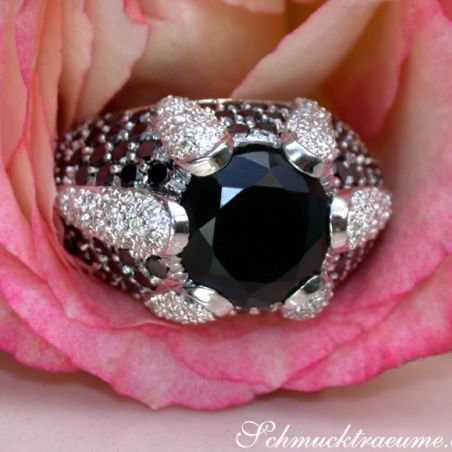 Opulent Onyx Ring with Black & White Diamonds