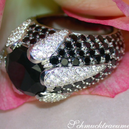 Opulent Onyx Ring with Black & White Diamonds
