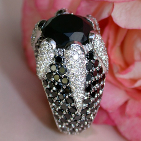 Opulent Onyx Ring with Black & White Diamonds