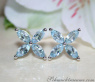 Graceful Aquamarine Blossom Style Stud Earrings