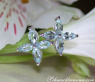 Graceful Aquamarine Blossom Style Stud Earrings
