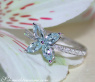 Delicate Aquamarin Blossom Style Ring with Diamonds