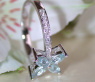 Delicate Aquamarin Blossom Style Ring with Diamonds