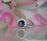Pretty Black Diamond Solitaire Ring with White Diamonds
