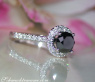 Pretty Black Diamond Solitaire Ring with White Diamonds