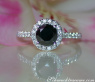 Pretty Black Diamond Solitaire Ring with White Diamonds