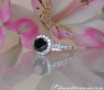 Pretty Black Diamond Solitaire Ring with White Diamonds