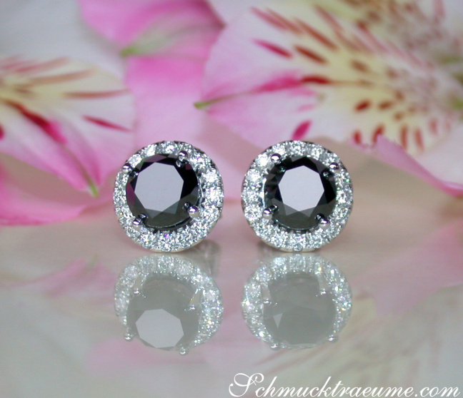 Precious Black Diamond Solitaire Stud Earrings Precious Black Diamond Solitaire Stud Earrings