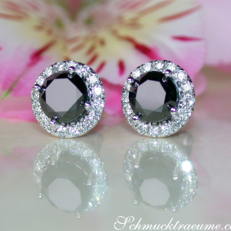 Precious Black Diamond Solitaire Stud Earrings