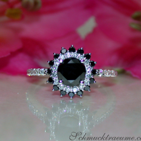 Exceptional Black Diamond Solitaire Ring