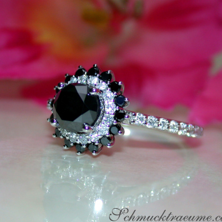 Exceptional Black Diamond Solitaire Ring