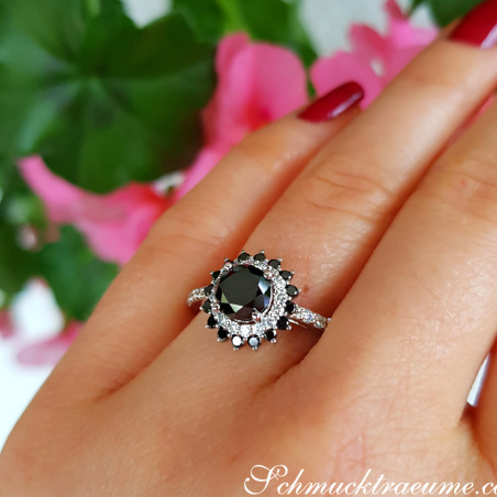 Exceptional Black Diamond Solitaire Ring