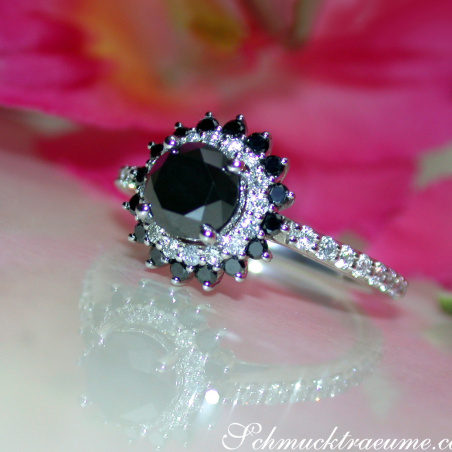 Exceptional Black Diamond Solitaire Ring