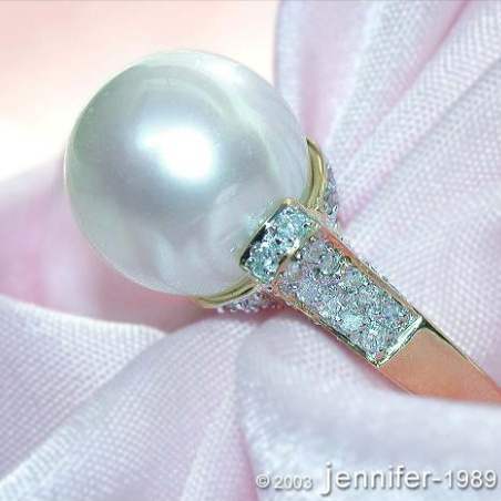 Superb Southsea Pearl Ring with Diamond Collar