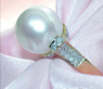 Superb Southsea Pearl Ring with Diamond Collar