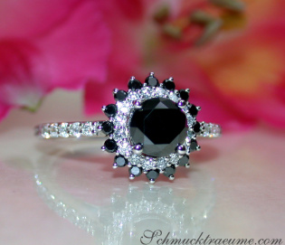 Exceptional Black Diamond Solitaire Ring