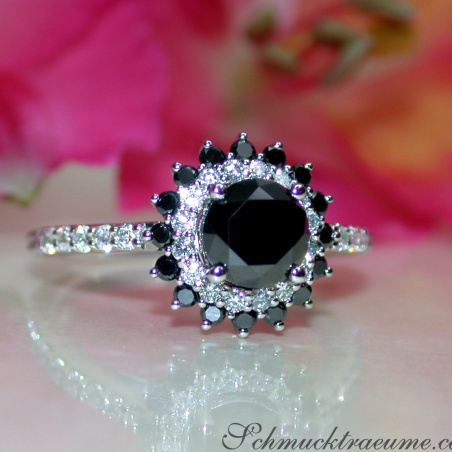 Exceptional Black Diamond Solitaire Ring