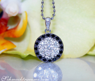Beautiful Black & White Diamond Pendant in White gold