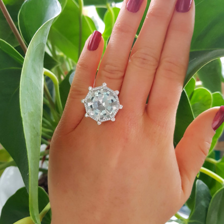 Opulent Prasiolite Ring with Diamonds