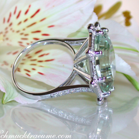Opulent Prasiolite Ring with Diamonds