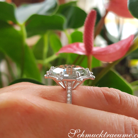 Opulent Prasiolite Ring with Diamonds
