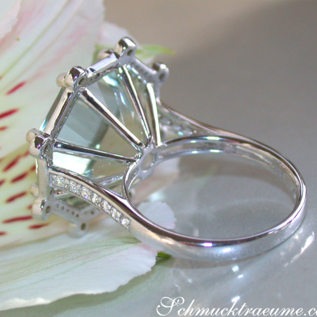 Opulent Prasiolite Ring with Diamonds