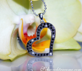 Delicate Black Diamond Heart Pendant