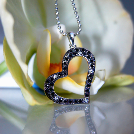 Delicate Black Diamond Heart Pendant