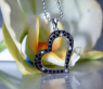 Delicate Black Diamond Heart Pendant
