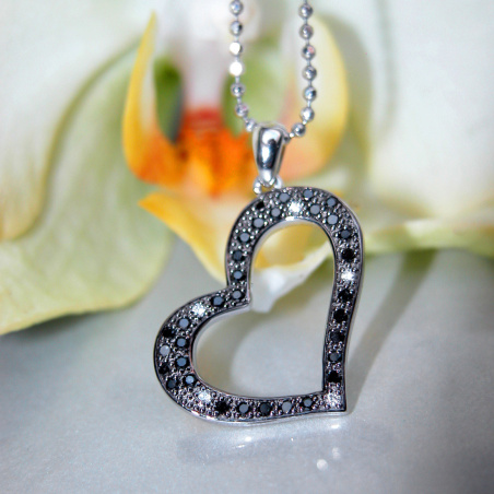 Delicate Black Diamond Heart Pendant