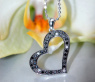 Delicate Black Diamond Heart Pendant