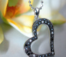 Delicate Black Diamond Heart Pendant